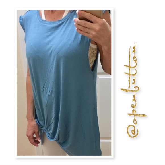 Wasting Time Sleeveless Twist Tunic in Blue - Picture 3 of 5